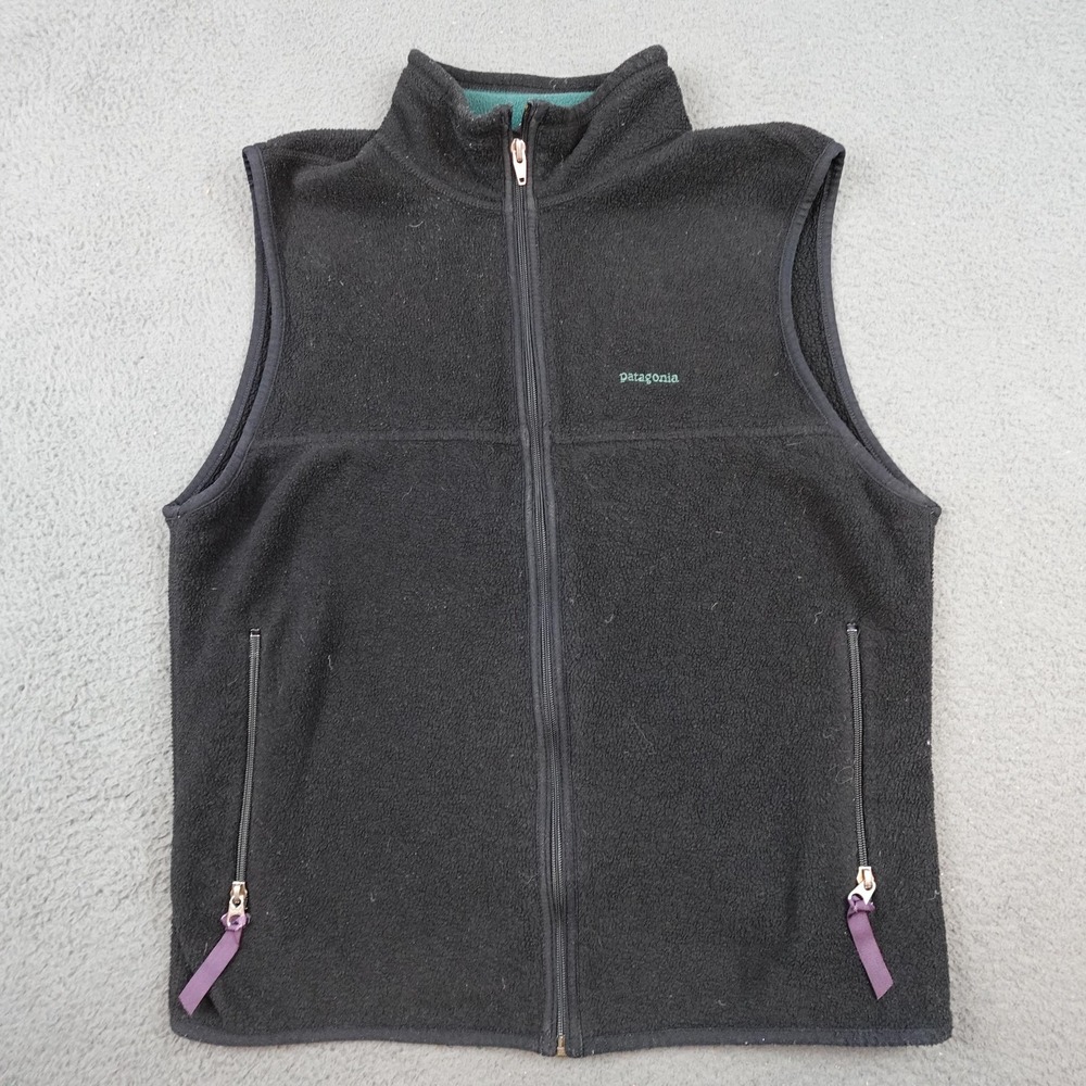 Patagonia Black Fleece Vest with Purple Zipper Pulls